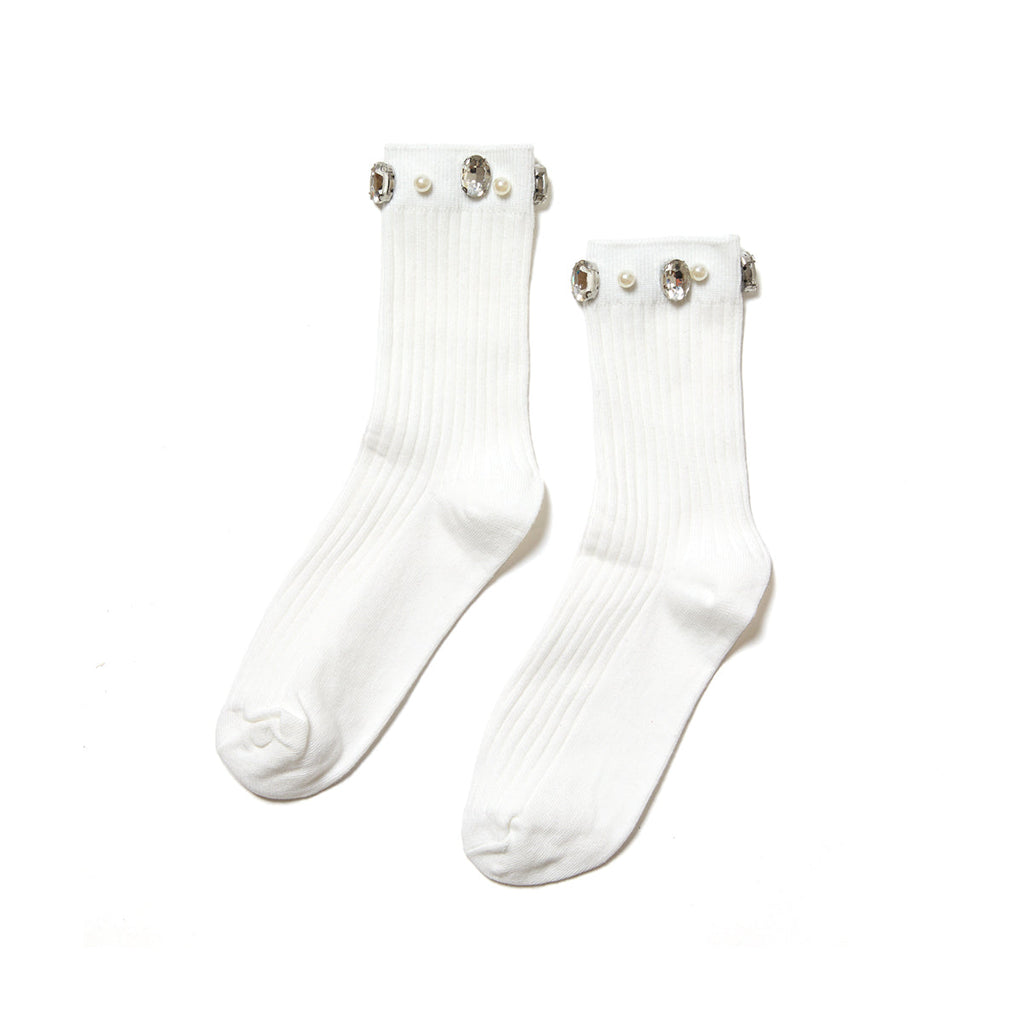 Crystal Ribbed Crew Socks