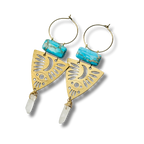 Gold Brass + Stone Statement Unique Earrings