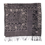 Hand Dyed Batik Scarf, 100% Cotton Fabric, Black White, Geometric