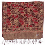 Handmade Batik Scarf, Soft Cotton, Sunlit Garden, Red Burgundy