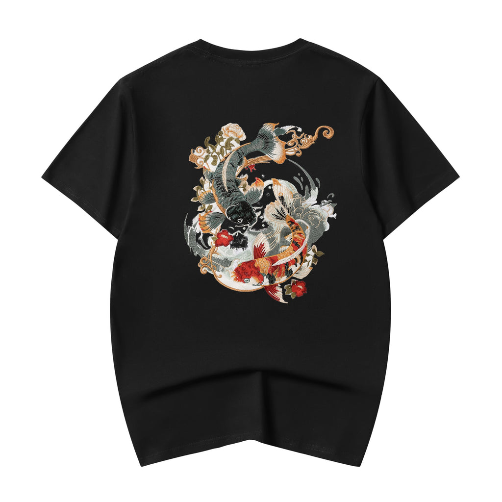 KH880 Yin Yang Koi Embroidery Tee