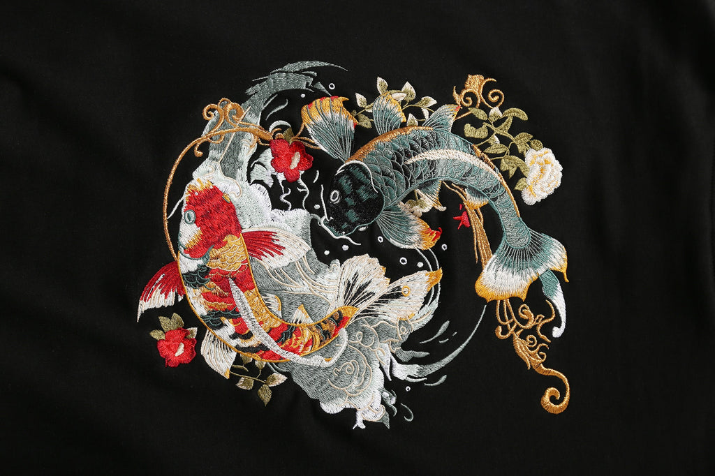 KH9008 Yin Yang Koi Embroidery Hoodie