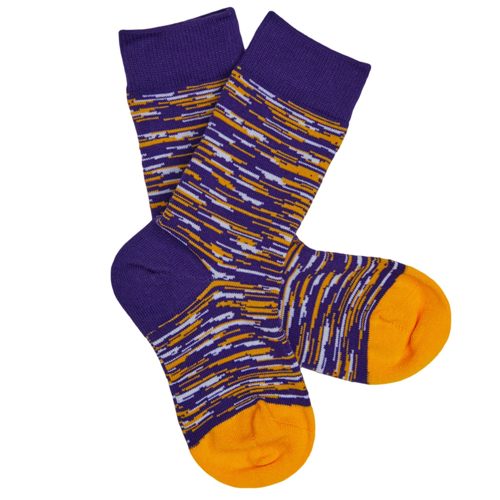 Kid's Socks - Purple And Gold Marled