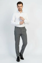 Black & White Checkered Fabric Trousers – Wessi