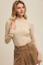 Lace Long-Sleeve Top - Tan or Butter colors
