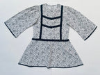 Lace Yoke Off-White & Grey Printed Dress