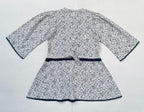 Lace Yoke Off-White & Grey Printed Dress