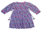 Long Sleeves Pink Bloom Overlap Girl's Cotton Dress