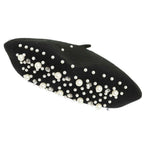 Luxe Pearl Stone Cluster Embellished 100 % Wool Beret