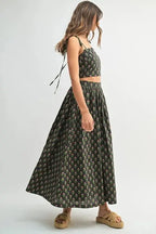 Women's Two Piece Set Women's Crop Top & Skirt Set - Floral Print - Trendy Two Piece