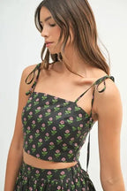 Women's Two Piece Set Women's Crop Top & Skirt Set - Floral Print - Trendy Two Piece