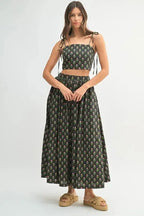 Women's Two Piece Set Women's Crop Top & Skirt Set - Floral Print - Trendy Two Piece