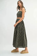 Women's Two Piece Set Women's Crop Top & Skirt Set - Floral Print - Trendy Two Piece