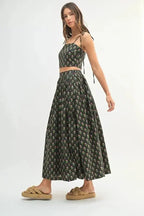 Women's Two Piece Set Women's Crop Top & Skirt Set - Floral Print - Trendy Two Piece