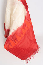Madhabi: Cream & Red Bengal Tussar Silk Saree | Silk Mark Certified