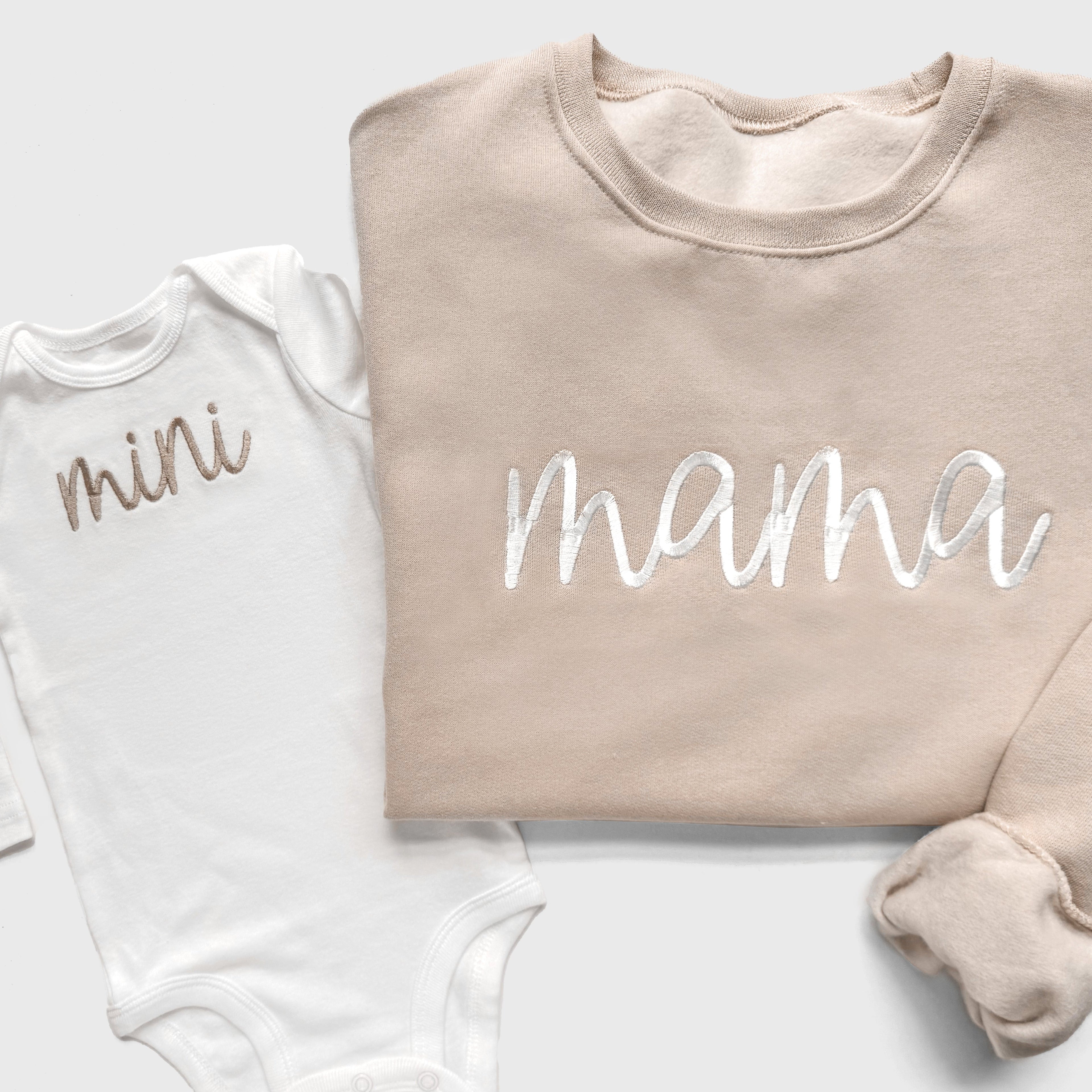 Mama & Mini Matching Sweatshirt Set | Mother Daughter Embroidered Outfit
