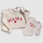 Mama & Mama’s Boy Matching Sweatshirts and Baby Outfits With Hearts