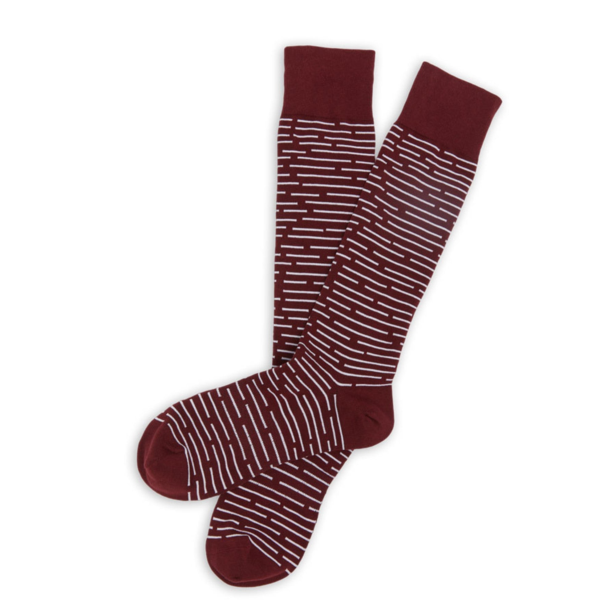 Maroon Broken Stripe Dress Socks