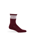 Maroon Retro Howdy Casual Crew Socks