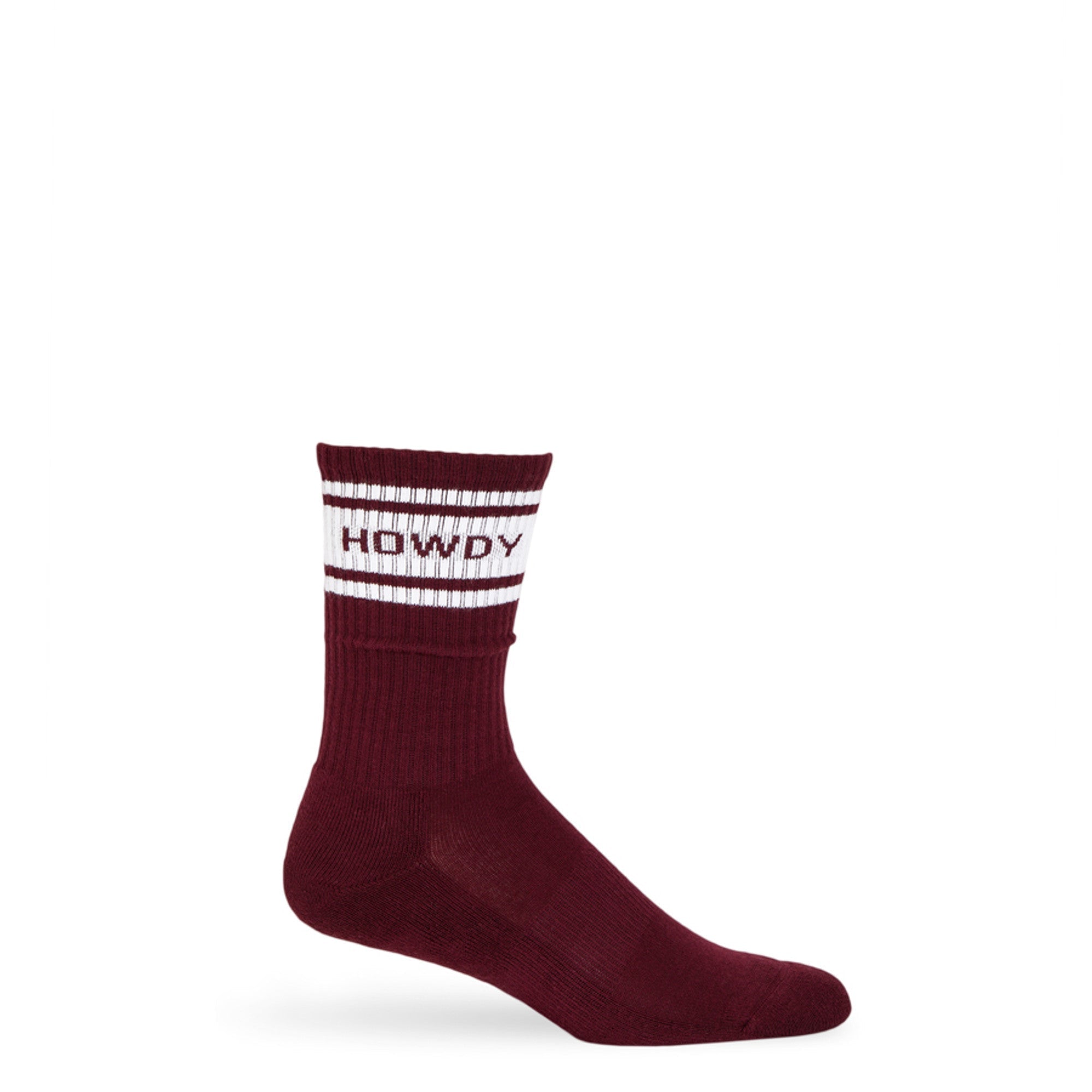 Maroon Retro Howdy Casual Crew Socks