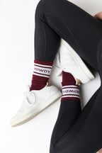 Maroon Retro Howdy Casual Crew Socks