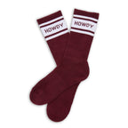 Maroon Retro Howdy Casual Crew Socks