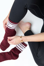 Maroon Retro Howdy Casual Crew Socks