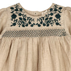 Meadow Breeze Linen Embroidered Oasis Dress | Girls' Smocked Linen Dress