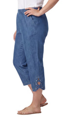 Women's Lightweight Capri Pants with Studded Hem Detail