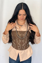 Mercedes Beige Button Down Shirt