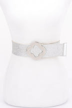 Metal Buckle Metallic Stretch Belt