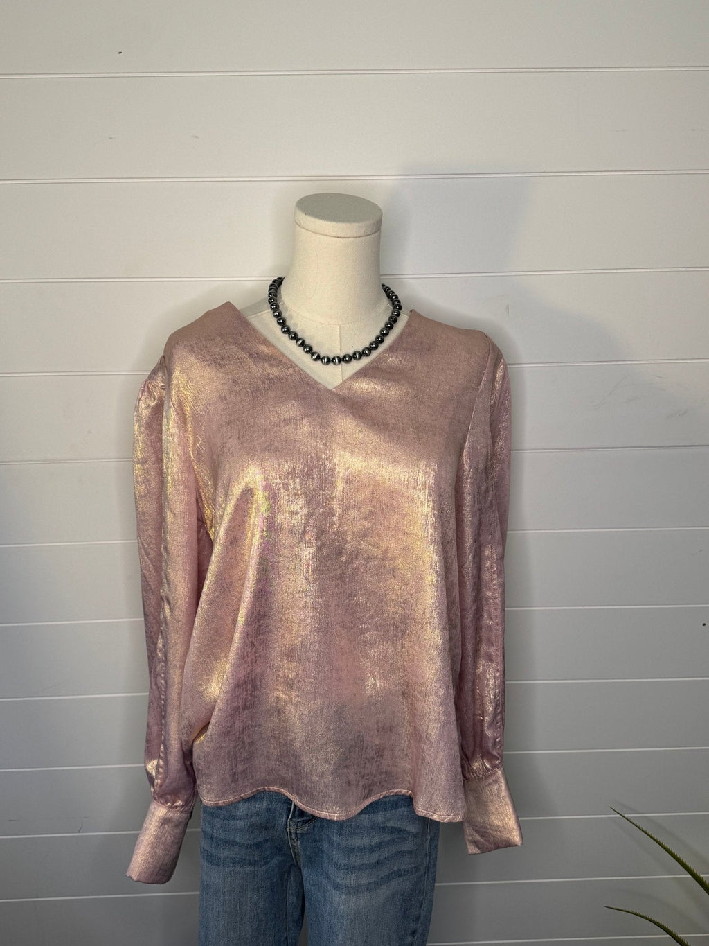 Metallic Long Sleeve Blouse