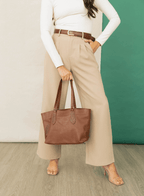 Middle Size Leather Tote