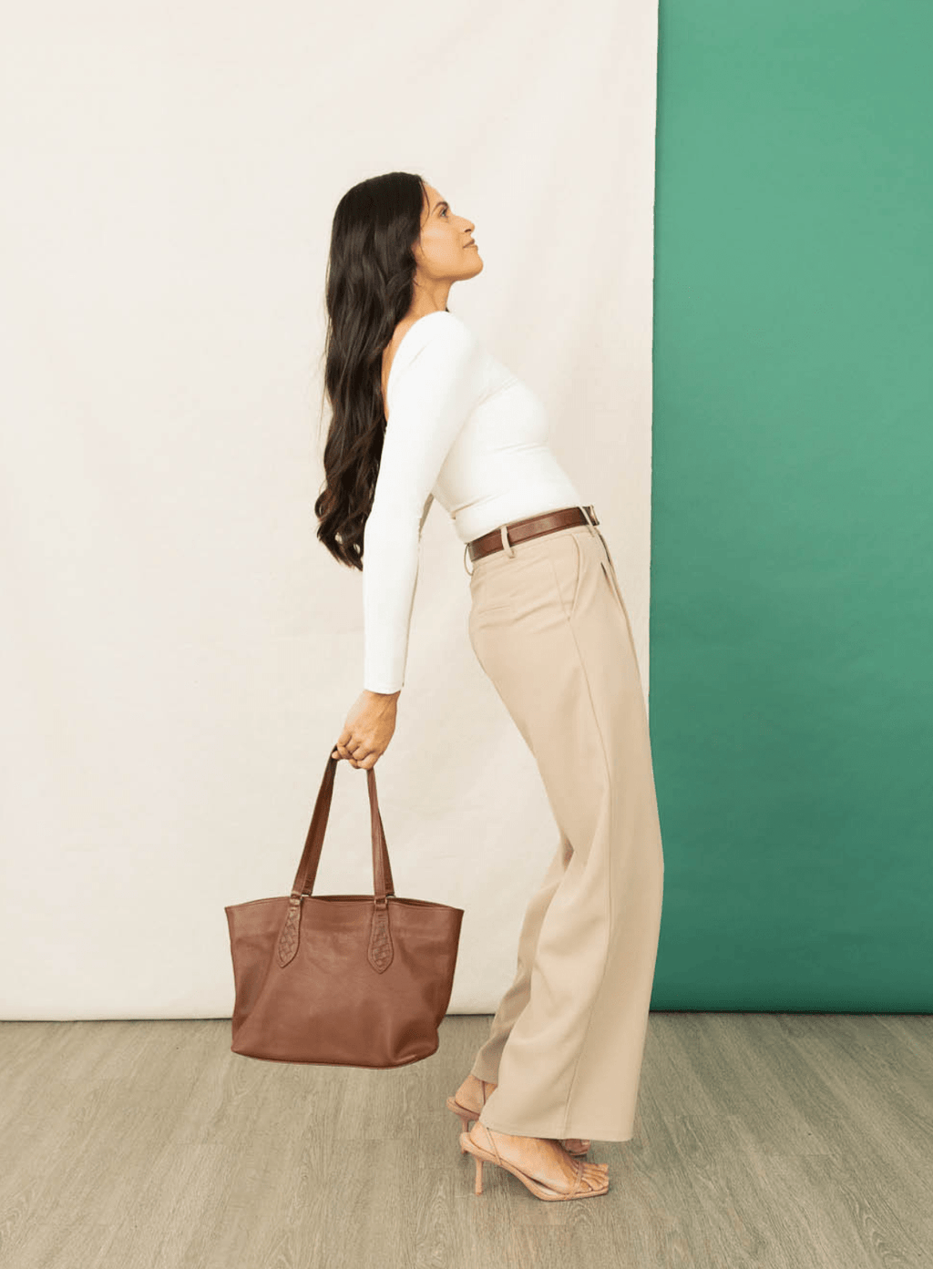 Middle Size Leather Tote