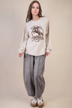 Wild West Cowgirls Graphic Knit Top - Taupe or Olive