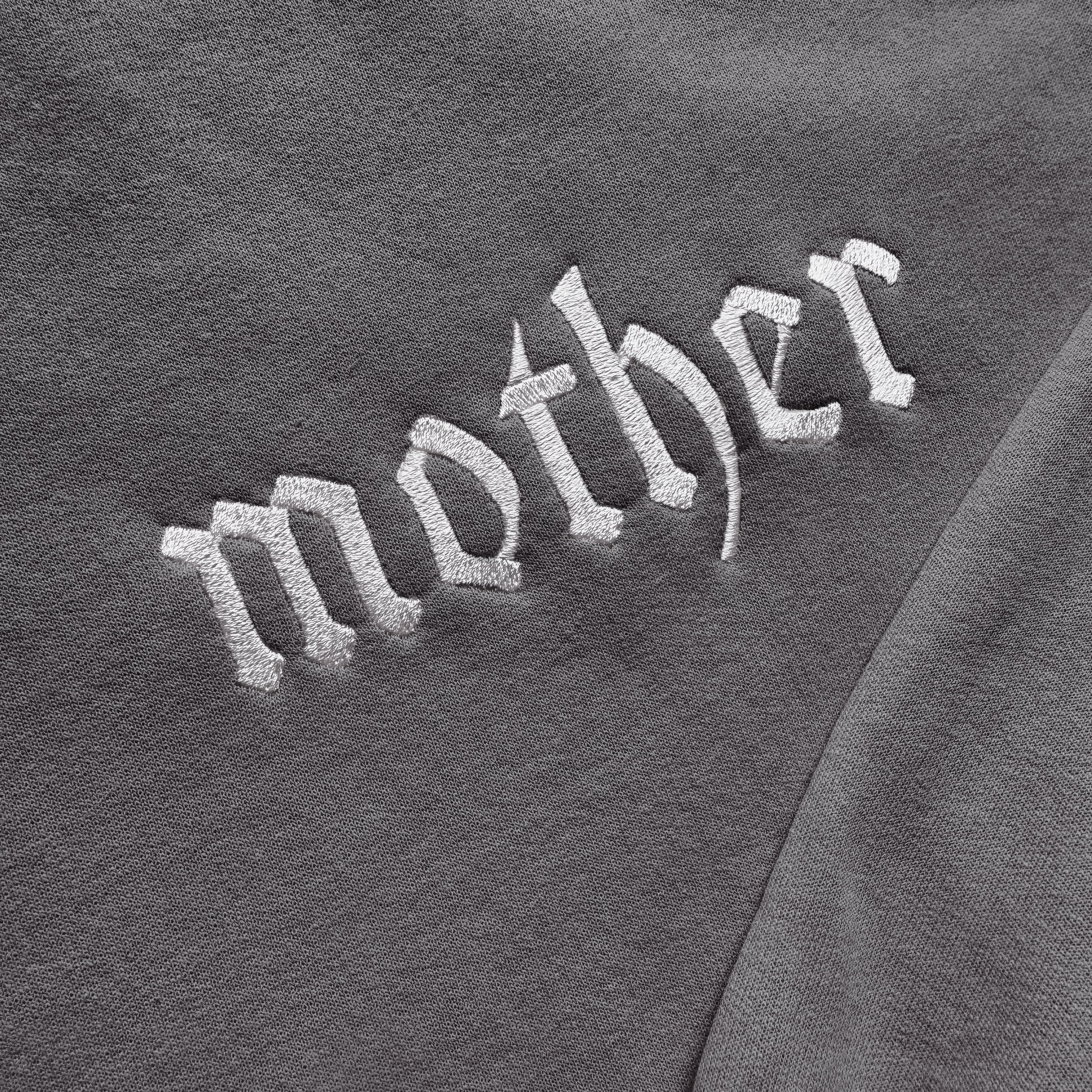 'Mother' Edgy Gothic Embroidered Gray Hoodie