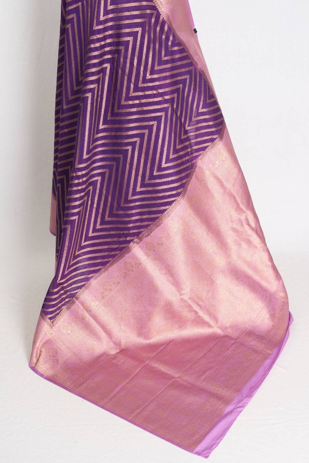 Naina : Purple and Mauve Semi Crepe Georgette Designer Banarasi Saree