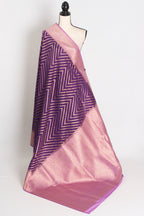 Naina : Purple and Mauve Semi Crepe Georgette Designer Banarasi Saree