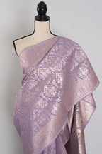Nandini: Mauve & Gold Cotton Silk Jamdani Banarasi Saree