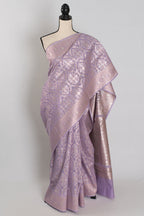 Nandini: Mauve & Gold Cotton Silk Jamdani Banarasi Saree