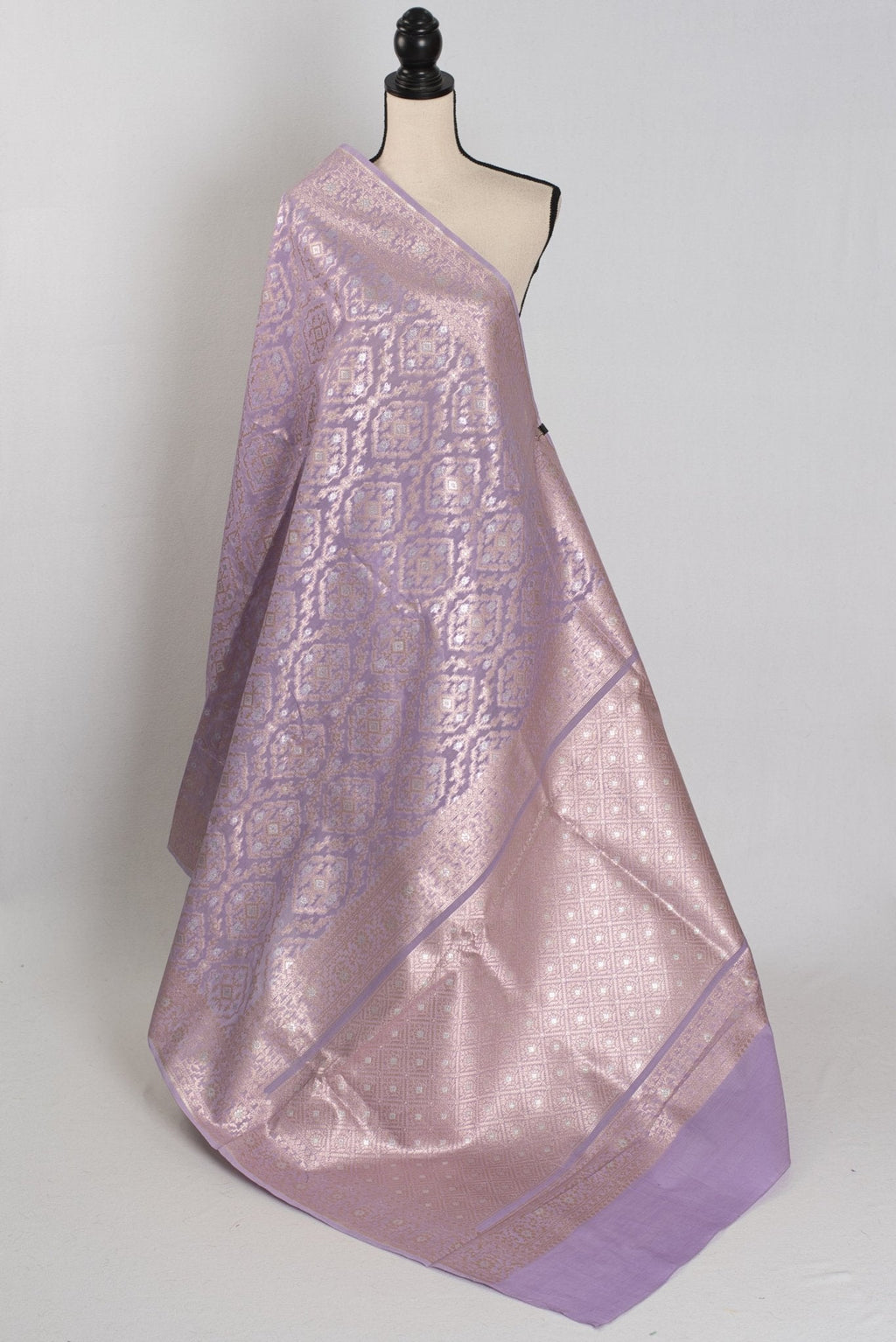 Nandini: Mauve & Gold Cotton Silk Jamdani Banarasi Saree
