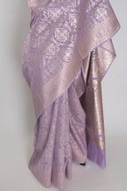 Nandini: Mauve & Gold Cotton Silk Jamdani Banarasi Saree