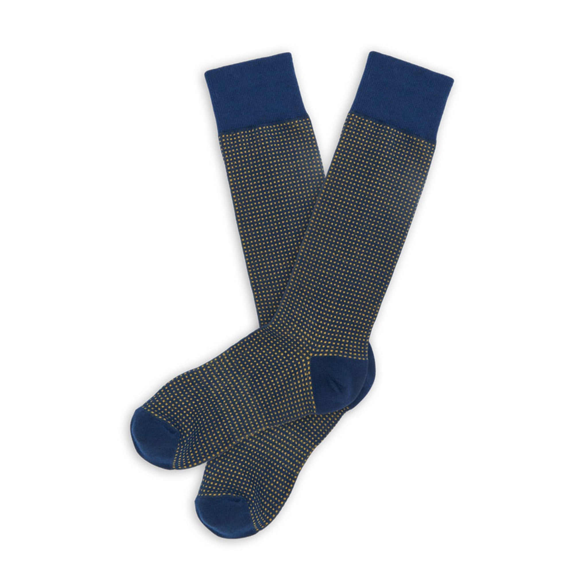 Navy / Gold Birdseye Dress Socks