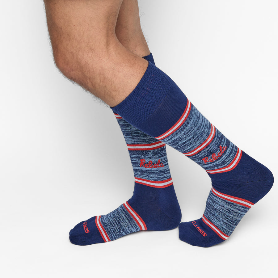 Navy Rebels Stripe Dress Socks