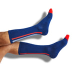 Navy Vertical Stripe Casual Socks