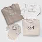 Neutral Family Matching Custom Embroidered Sweatshirts and Baby Outfits