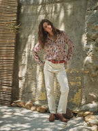Painted Desert Chiffon Button Up Blouse - small remains