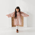 Pink Ditsy Floral Corduroy Dress | Girls’ Lace Trim Autumn Dress