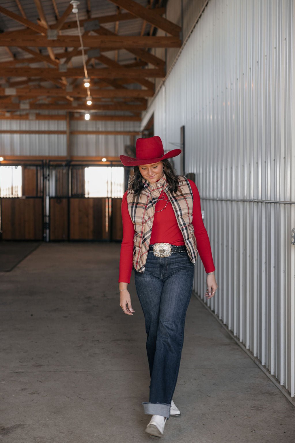 Plaid Check Print Vest -  Medium remaining
