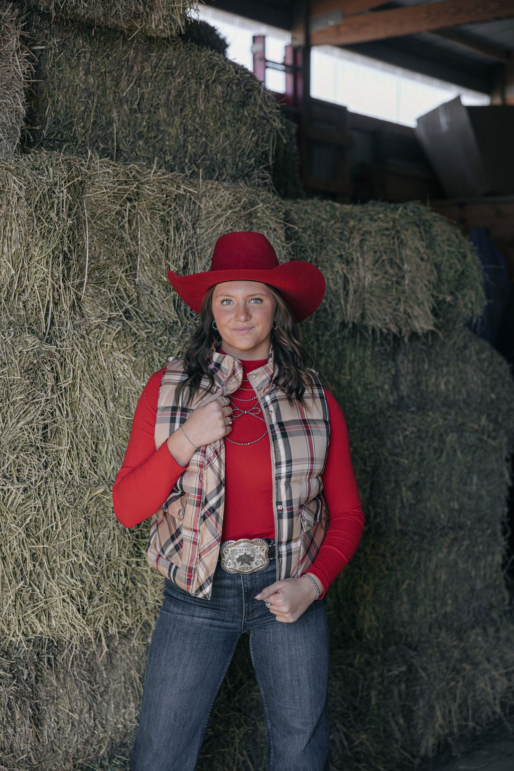 Plaid Check Print Vest -  Medium remaining